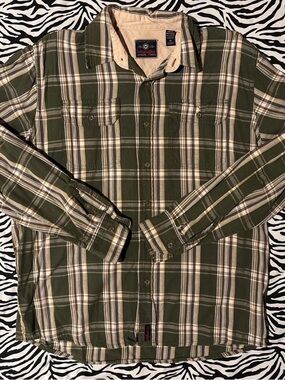 Wrangler Olive and Cream Plaid Shirt